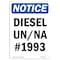 Signmission Safety Sign, OSHA Notice, 5" Height, Diesel Un Na No. 1993 Sign, Portrait OS-NS-D-35-V-11022 - alternate 1